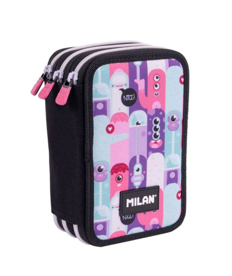 Penar școlar Milan „Aliens” cu 3 compartimente și umplutură